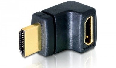 Adapter HDMI(M)->HDMI(F) kątowy prawy 