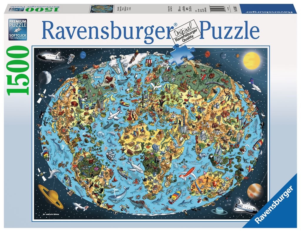 Puzzle 1500 elementów Kreskówkowa kula ziemska