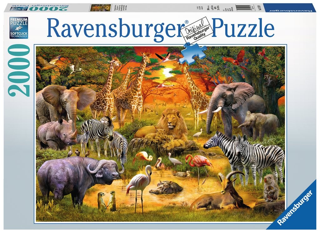 Puzzle 2000 elementów - Spotkanie dzikich zwierząt