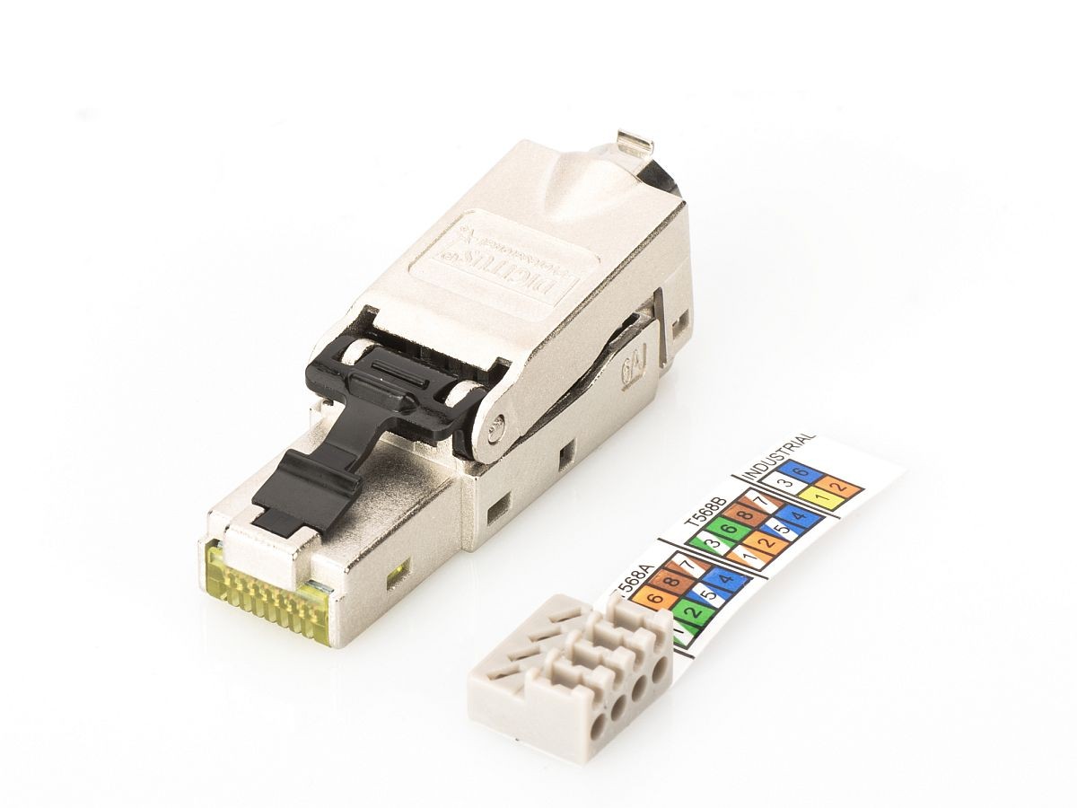 Wtyczka ekranowana RJ45 kat.6A do montażu AWG 22-27, 10 GBit Ethernet, PoE+