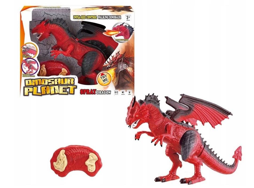 Figurka Smok ziejący ogniem RC (czerwony)