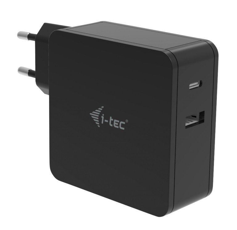 Uniwersalny zasilacz sieciowy USB-C  60W Power Delivery,   1x USB-C port 60W, 1x USB-A port 12W