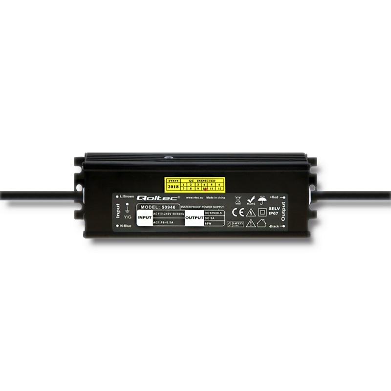 Zasilacz impulsowy LED | IP67 | 60W | 12V | 5A | wodoodporny 