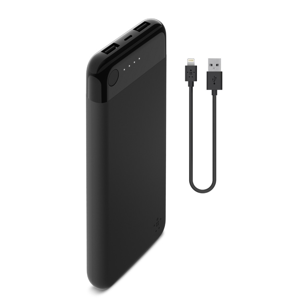 PowerBank 10000 MFi Lightning + kabel czarny