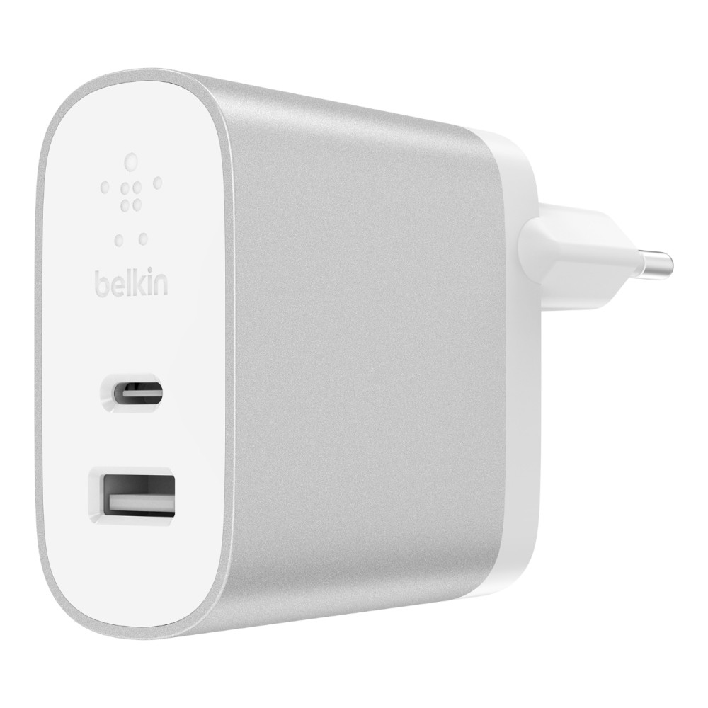 Ładowarka sieciowa USB-C 27W USB-A 12W srebrna