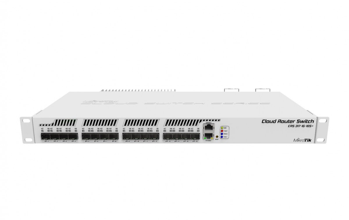 Switch CRS317-1G-16S+RM 800MHZ, 1GB, 1XGE, 16XSFP+, 1XSERIAL -RJ45, L6