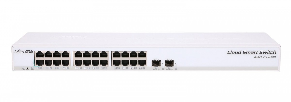 Cloud Router Switch CRS326-24G-2S+RM 800MHZ, 512MB, 24XGE, 2XSFP+, 1XSERIAL -RJ45, L5