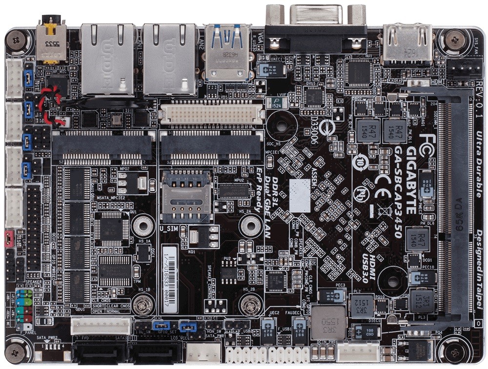 Płyta główna GA-SBCAP3450 DDR3L VGA/HDMI/USB 3.1 SBC