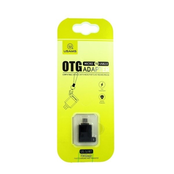 Adapter A1 micro =USB - USB OTG 2.0 ze smyczą czarny US-SJ187 