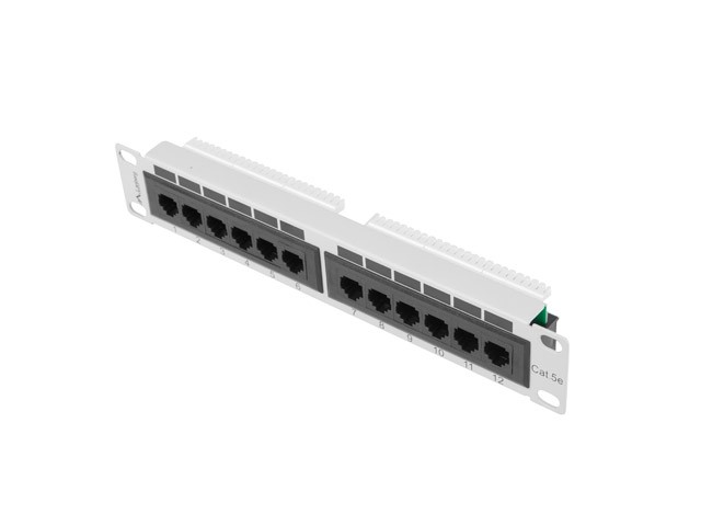 Patch Panel 12 Port 1U 10 cali kategoria 5e szary 