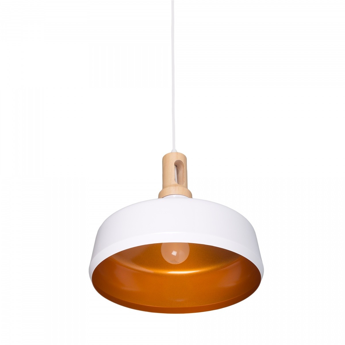 Lampa wisząca VT-7545-WH Drewniany top, żelazny wisiorek, biała 