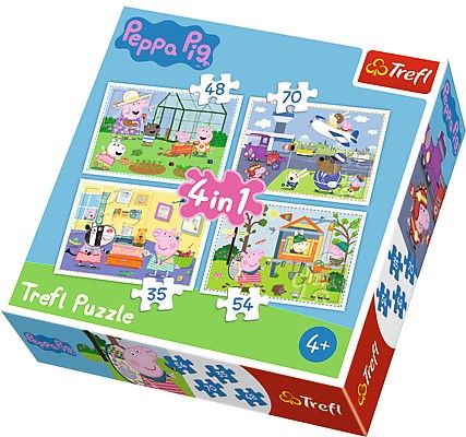 Puzzle 4w1 Świnka Peppa - Wspomnienia z wakacji