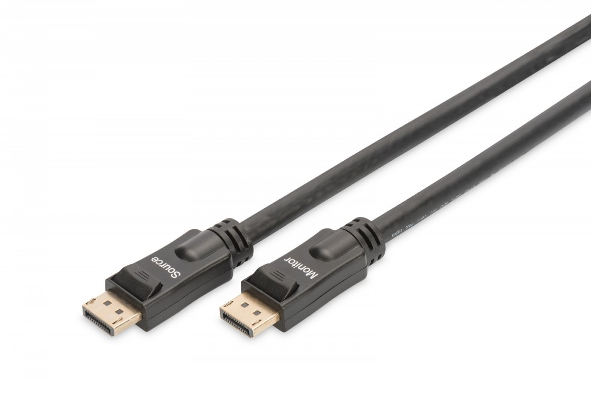 Kabel połączeniowy DisplayPort z zatrzaskami 4K 60Hz UHD Typ DP/DP M/M czarny 15m