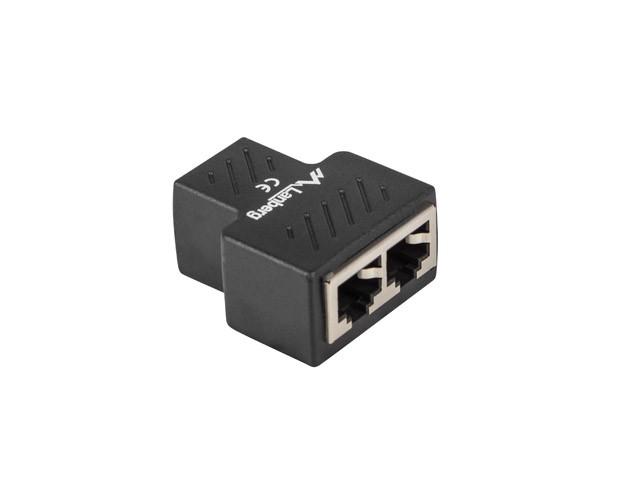 Adapter złączka sieciowa RJ45 - RJ45 x2 ekranowany czarny 