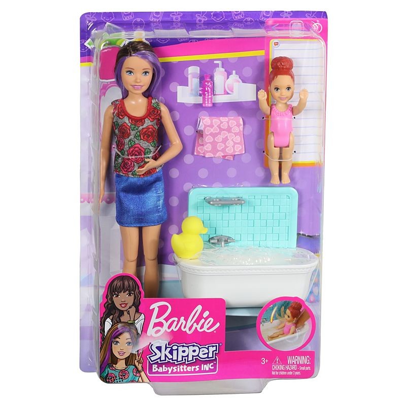 Lalka Barbie Skipper Klub Opiekunek Zestaw z wanną FXH05