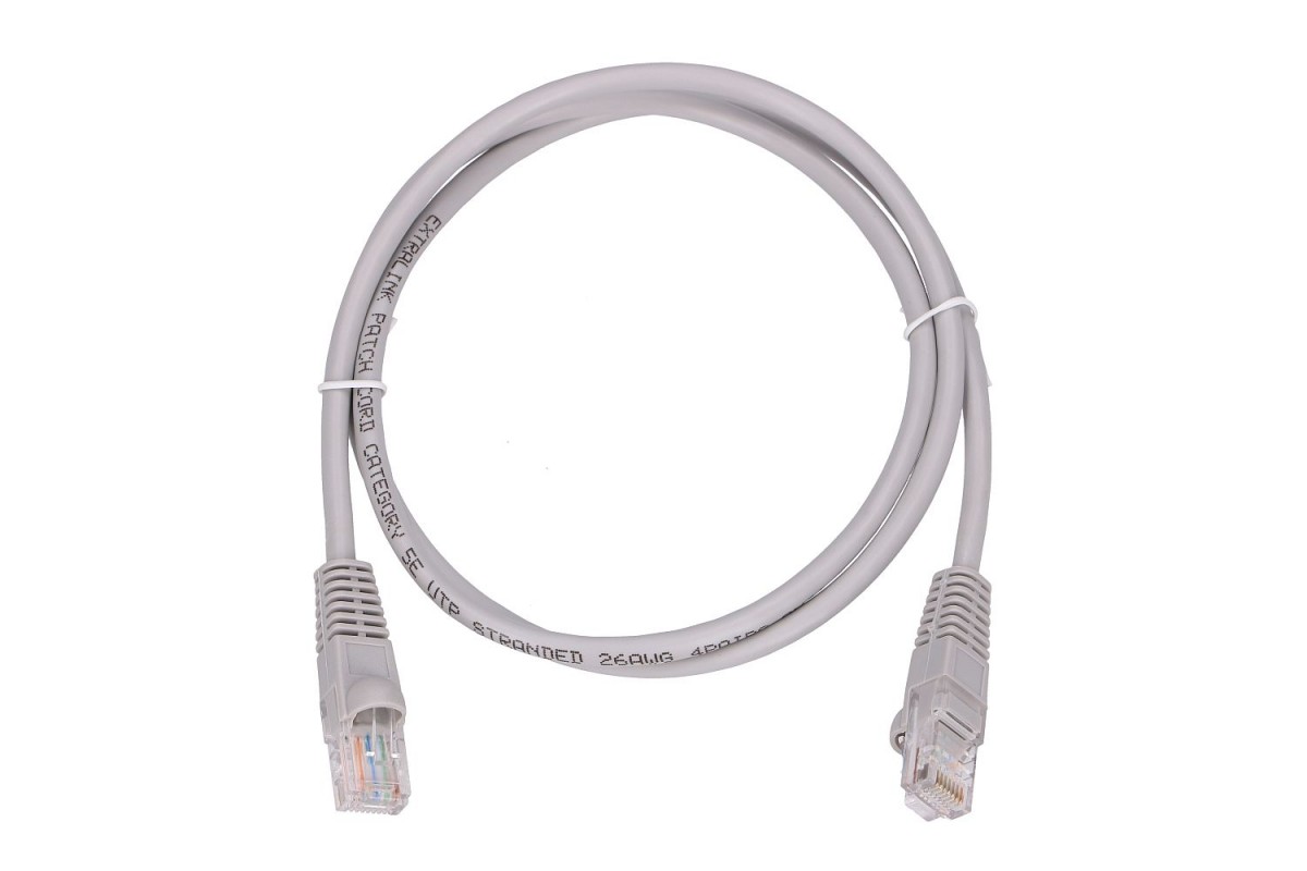 Kabel sieciowy LAN Patchcord CAT.5E UTP 1m, skręcana para, miedziany