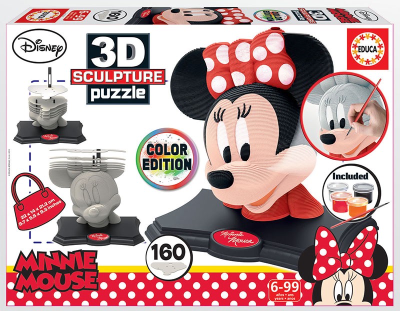 Puzzle 3D Rzeźba Minnie edycja kolorowa