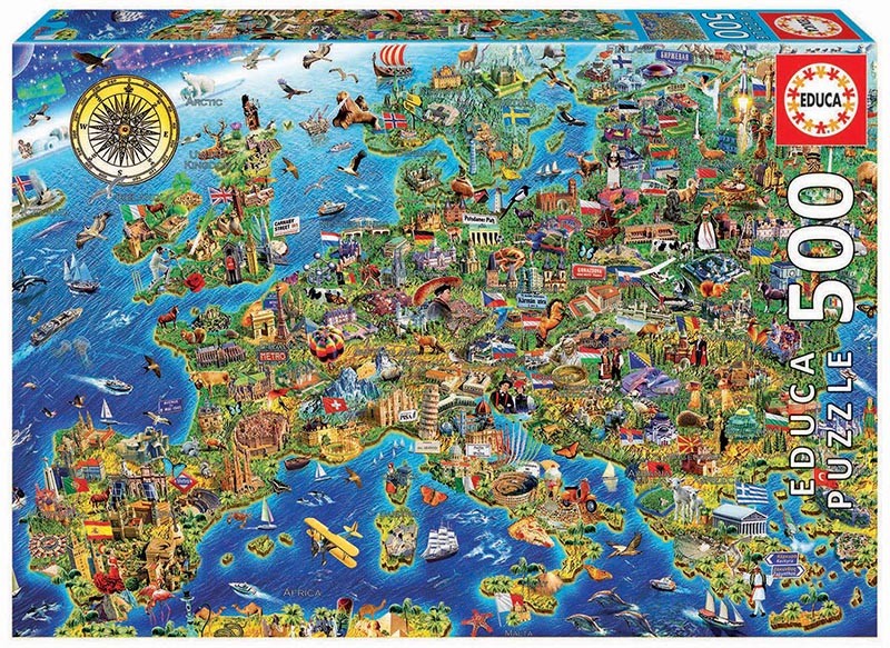 Puzzle 500 elementów Mapa europejska