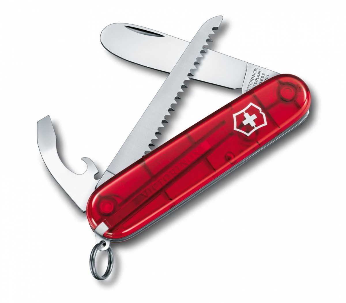 Scyzoryk My First Victorinox H, 84 mm, transparentny czerwony 0.2373.T 