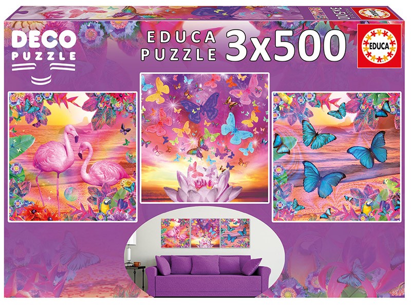 Puzzle 3x500 elementów Widoki tropikalne