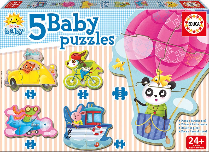 Puzzle Baby 19 elementów Zwierzęta w pojazdach