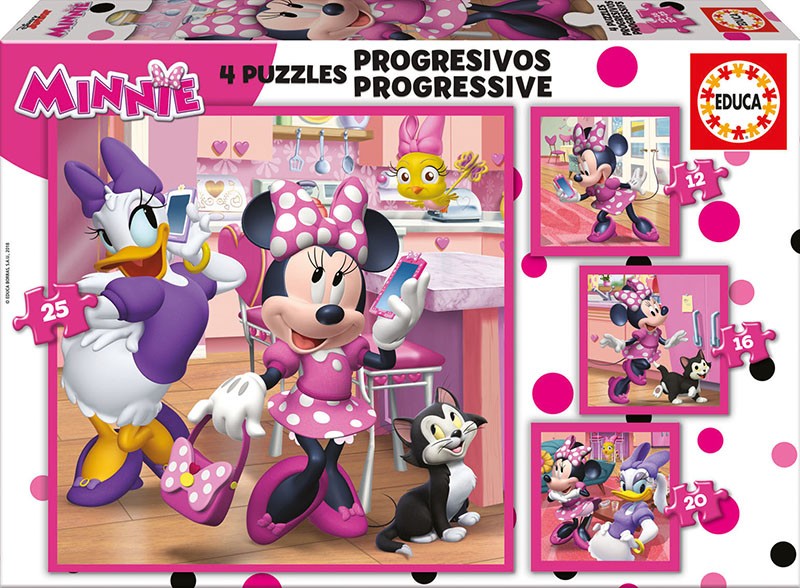 Puzzle progresywne 12/16/20/25 elementów Minnie i pomocnicy