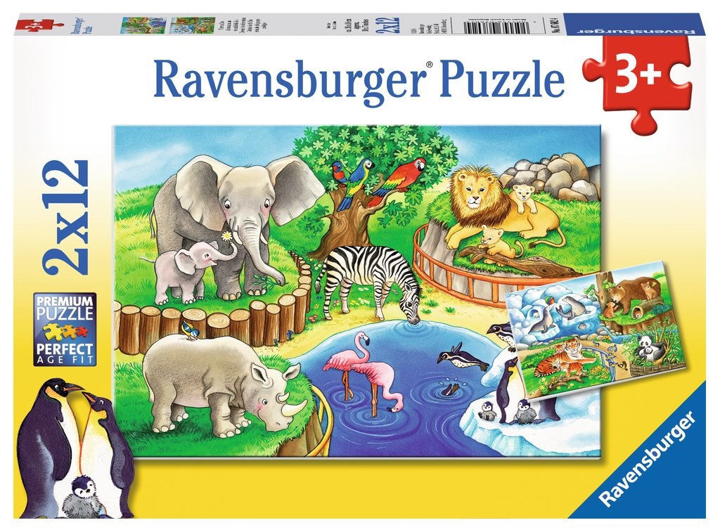 Puzzle 2x12 elementów - Zwierzęta w Zoo