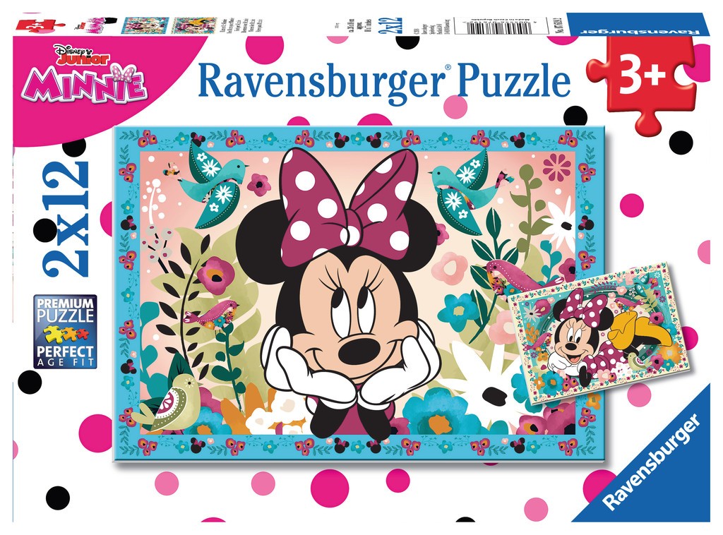 Puzzle 2x12 elementów - Kwiecista Minnie