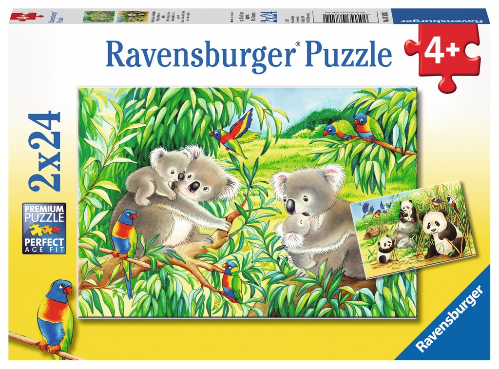 Puzzle 2x24 elementy - Słodkie misie koala i pandy