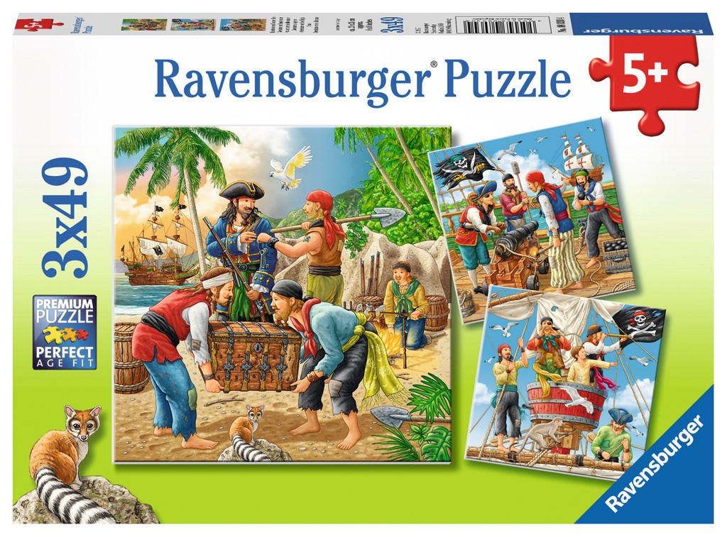 Puzzle 3x49 elementów - Przygody piratów