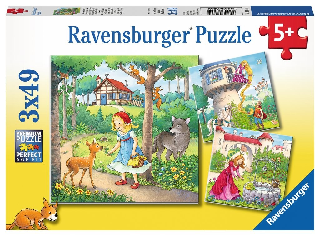 Puzzle 3x49 elementów - Baśnie Braci Grimm