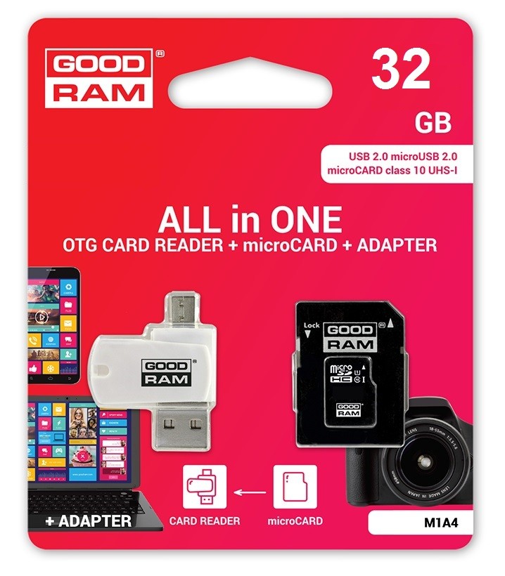 Karta pamięci microSDHC 32GB CL10 + Adapter + Czytnik