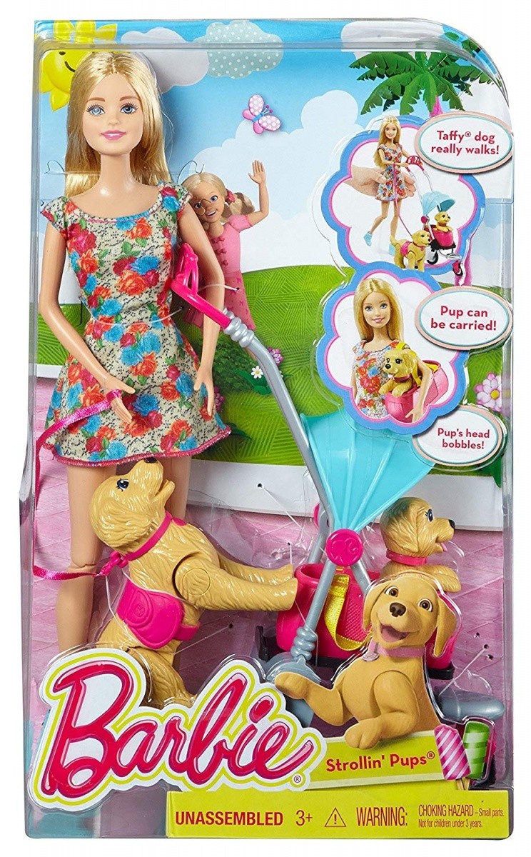 Lalka Barbie Spacer z pieskami