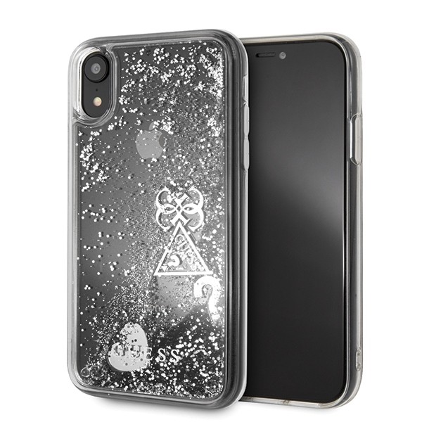 Etui Hardcase iPhone Xr srebrny Glitter Hearts 