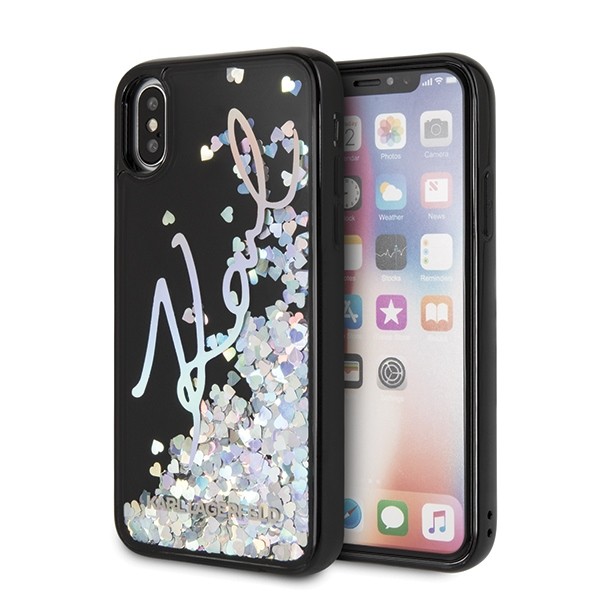 Etui Hardcase iPhone X/Xs czarne SignatureLiquid Glitter Sequins 