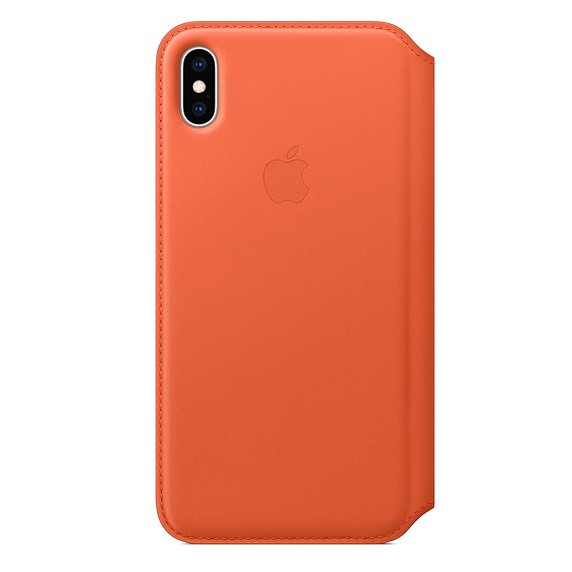 Etui skórzane folio iPhone XS Max - oranż 