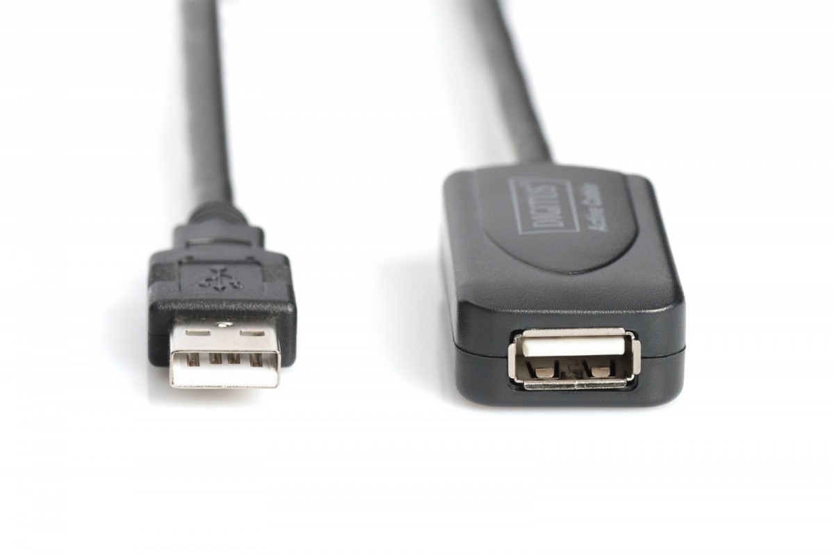 Kabel przedłużający USB 2.0 HighSpeed Typ USB A/USB A M/Ż aktywny, czarny 25m