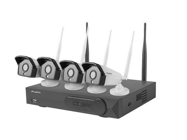 Zestaw do monitoringu rejestrator NVR 4 kanałowy WiFi + 4 kamery IP WiFi 1,3Mpx z akcesoriami 