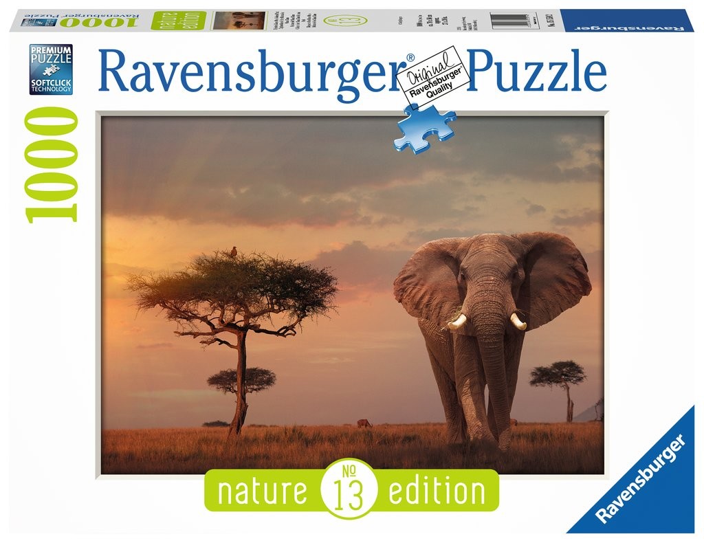 Puzzle 1000 elementów - Słoń w parku narodowym Masai Mara