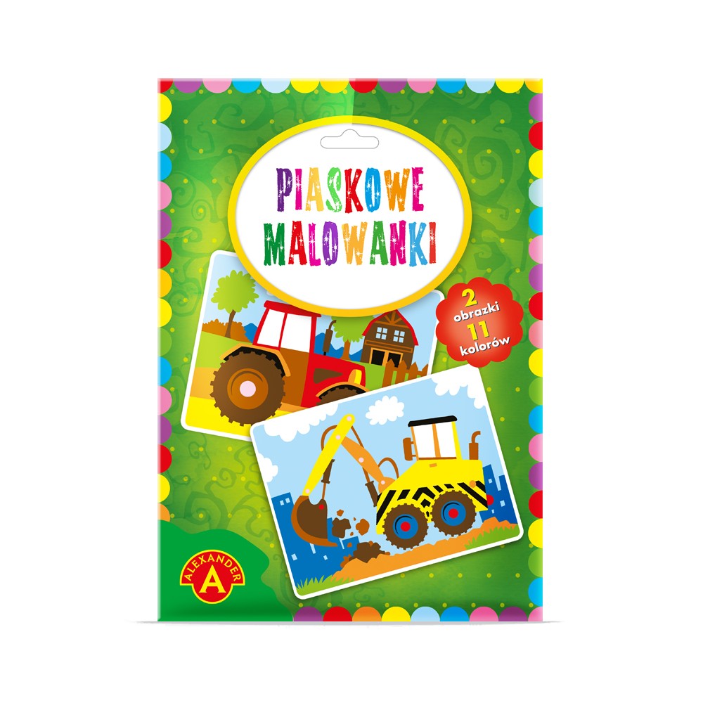 Piaskowe malowanki koparka, traktor