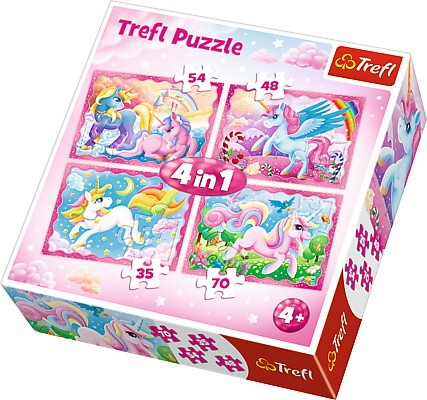 Puzzle 4w1 - Magiczny świat jednorożców