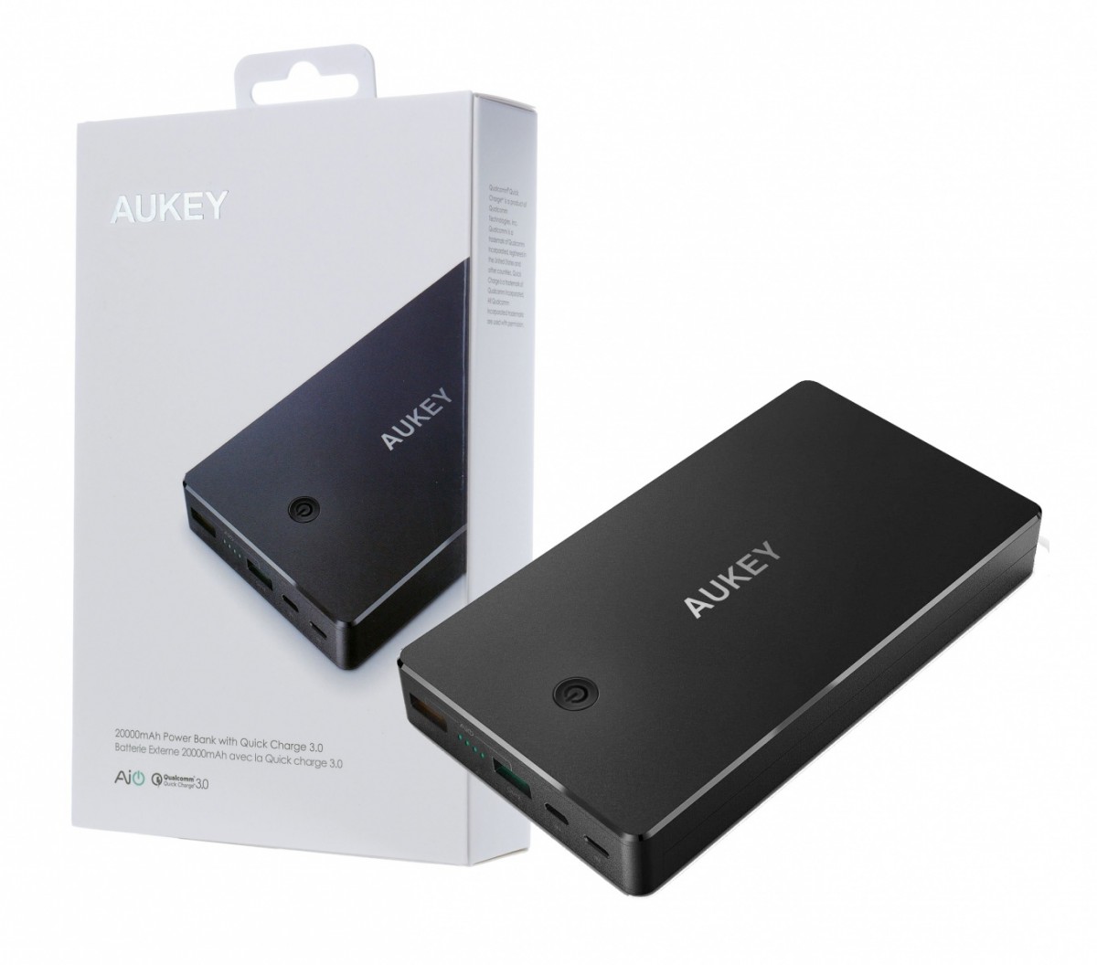 PB-T10 Black ultraszybki Power Bank | 20000 mAh | 4xUSB | 5.4A | Quick Charge 3.0 | AiPower | kabel micro USB