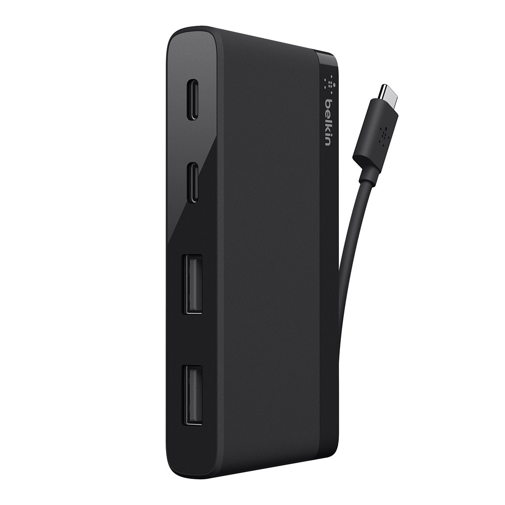 Hub USB-C - 2xUSB-C+2xUSB-A 10cm czarny