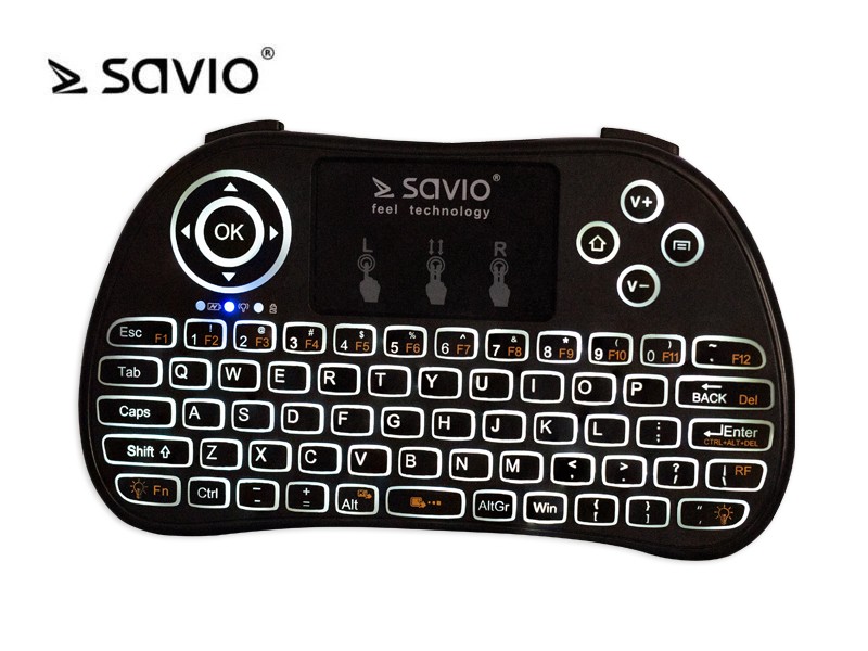 Klawiatura bezprzewodowa podświetlana SAVIO KW-02 Android TV Box, Smart TV, PS3, XBOX360, PC