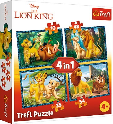 Puzzle 4w1 Król Lew - Król Lew i przyjaciele