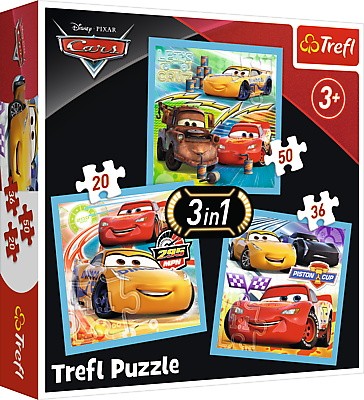 Puzzle 3w1 Auta, Przygotowanie do wyścigu