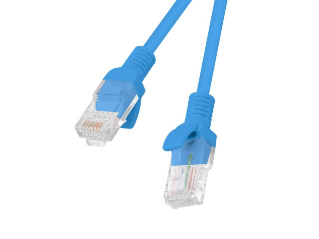 PATCHCORD KAT.5E 0.25M NIEBIESKI FLUKE PASSED LANBERG 10-PACK