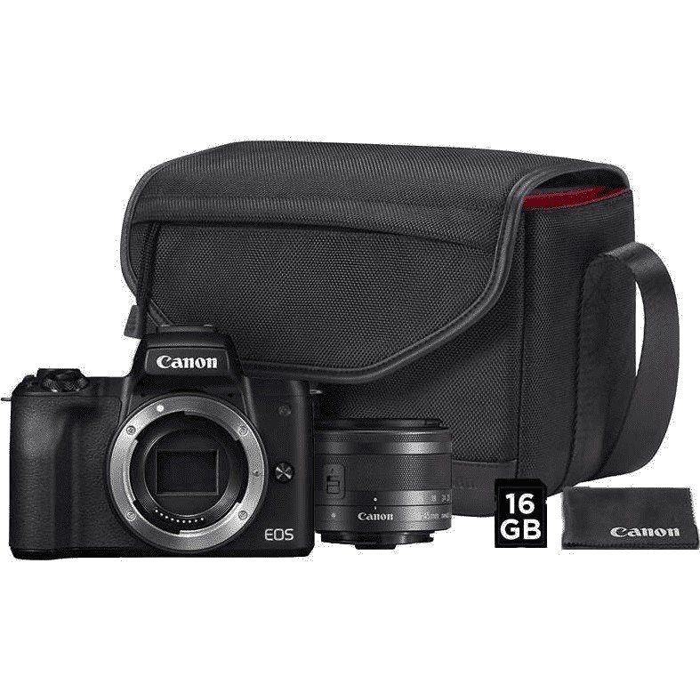 Aparat EOS M50 M15-45S czarny + torba  SB130 + karta 16GB  2680C064