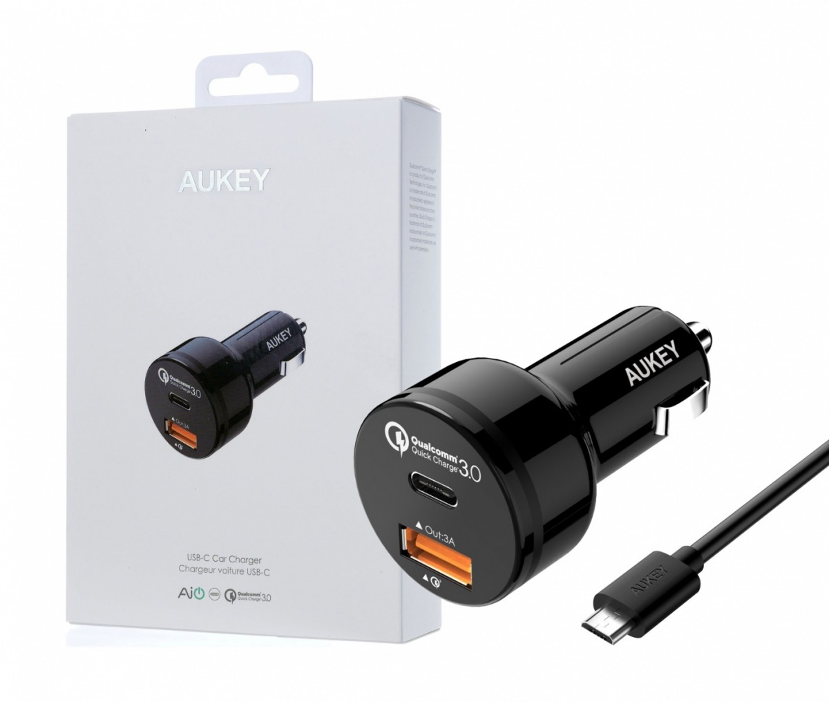 CC-Y1 ultraszybka ładowarka samochodowa 2xUSB Quick Charge 3.0 (1xUSB+1xUSB C) 6A 33W