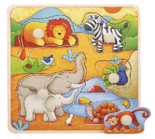 Puzzle drewniane z pinezkami TOP BRIGHT - Afryka 17x17 cm